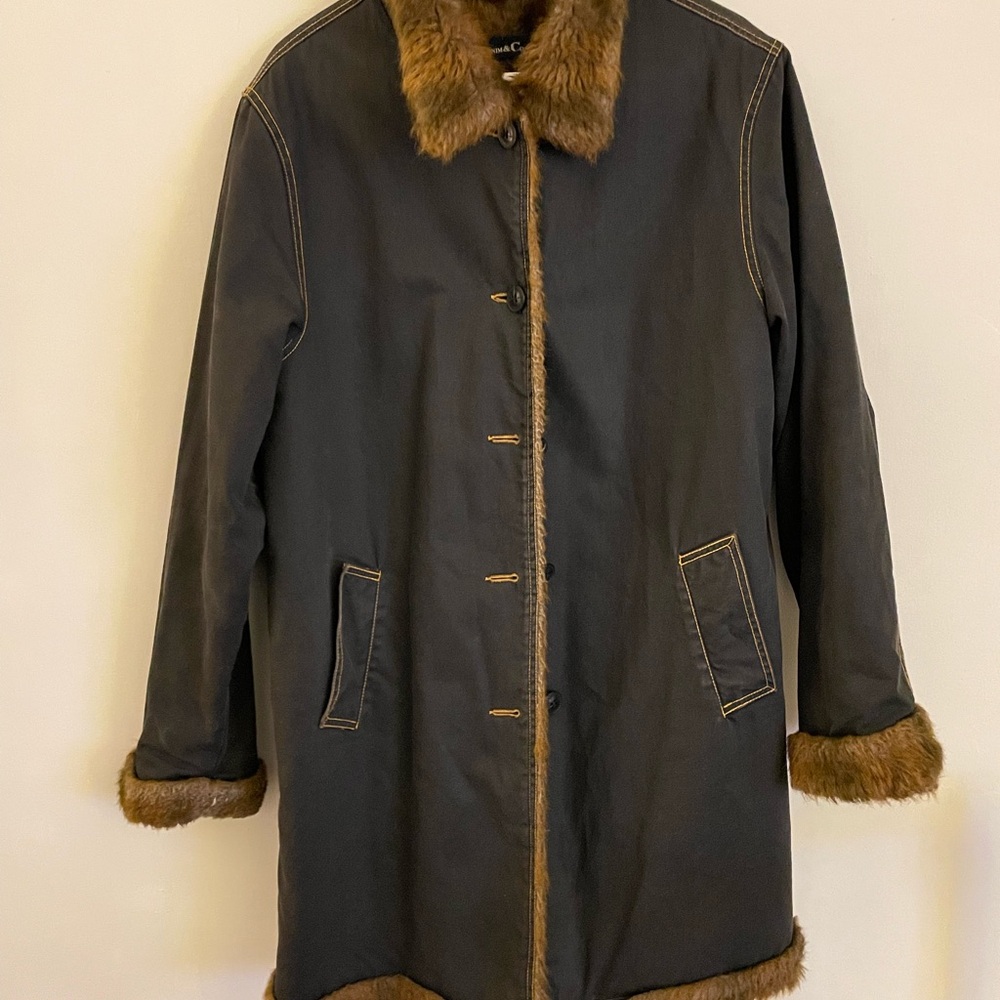 90’s Denim & Co Faux Fur Reversible Coat